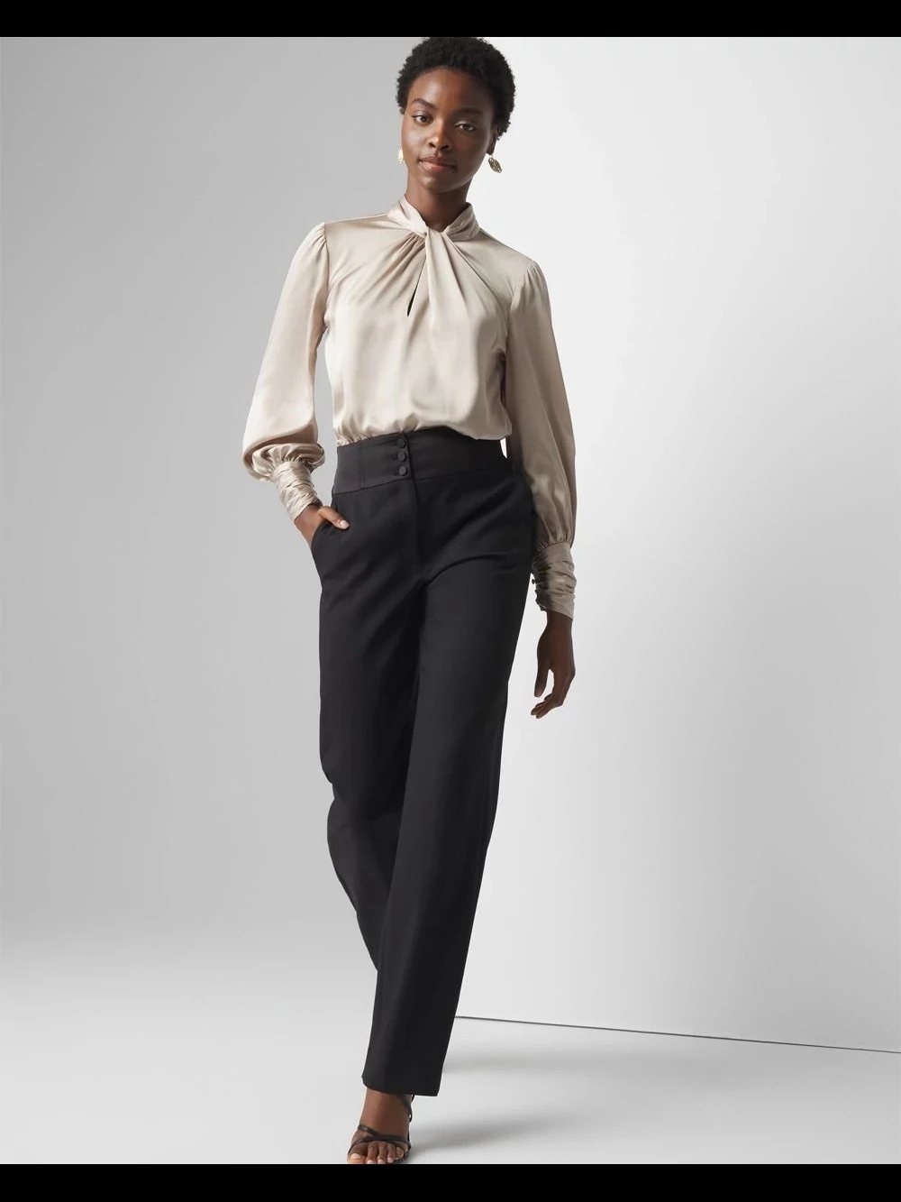 White House Black Market Black Tailored High-Waist Trousers